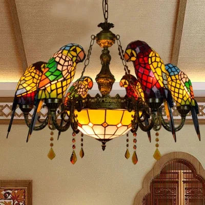 Design-Wandleuchte aus farbigem Glas mit Papageienmotiv - vue 11 sur 20