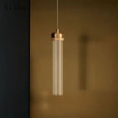 suspension en verre rayé design nordique créatif pour éclairage moderne