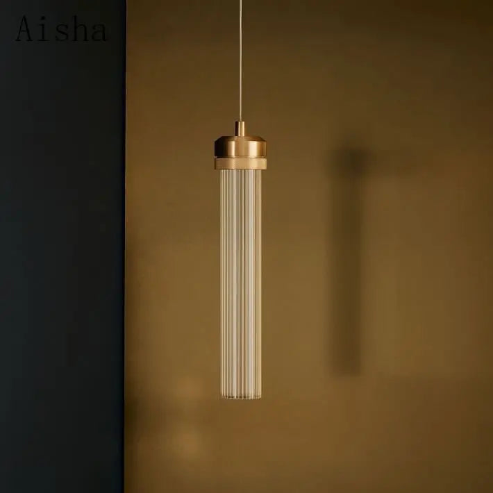 suspension en verre rayé design nordique créatif pour éclairage moderne - vue 5 sur 9