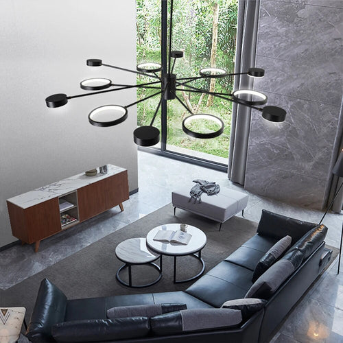 Plafonnier LED multi-têtes en fer noir - vue 6 sur 10