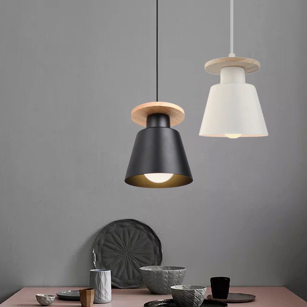 lampe led suspendue design nordique en bois pour bar hôtel - vue 3 sur 8