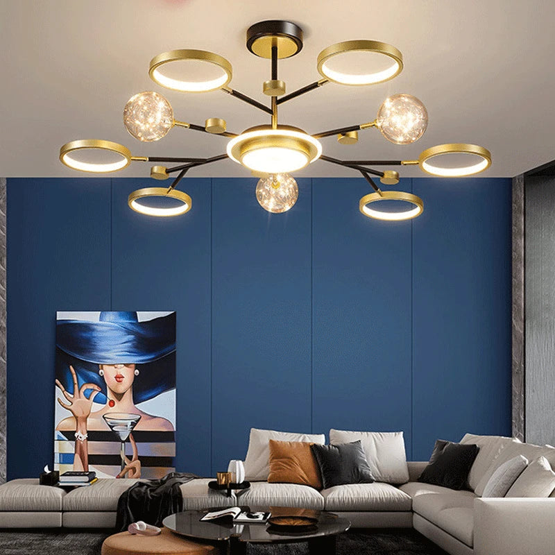 lustre nordique moderne en fer éclairage étoilé décoration créative - vue 3 sur 9
