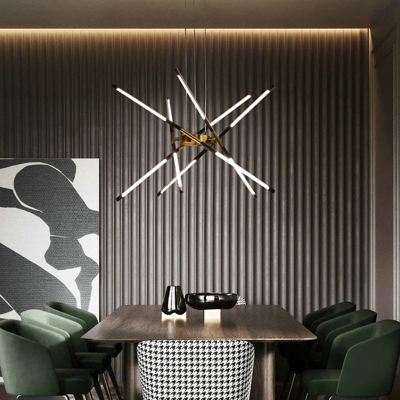 Light luxury style Nordic restaurant chandelier, simple modern atmosphere creative living room bedroom lighting net red led lamp - vue 6 sur 14