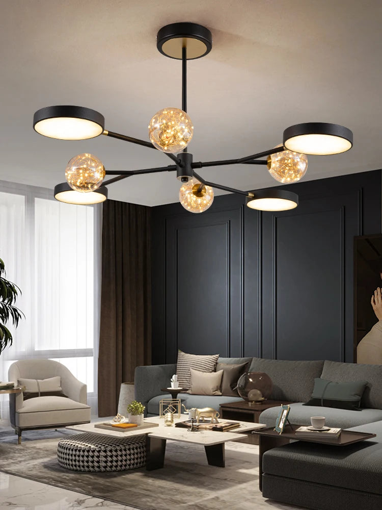 lustre style nordique en verre led pour décoration intérieure