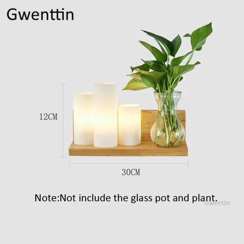 Moderne LED-Wandleuchte aus Holz und Glas zum Selbstmontieren - vue 13 sur 14