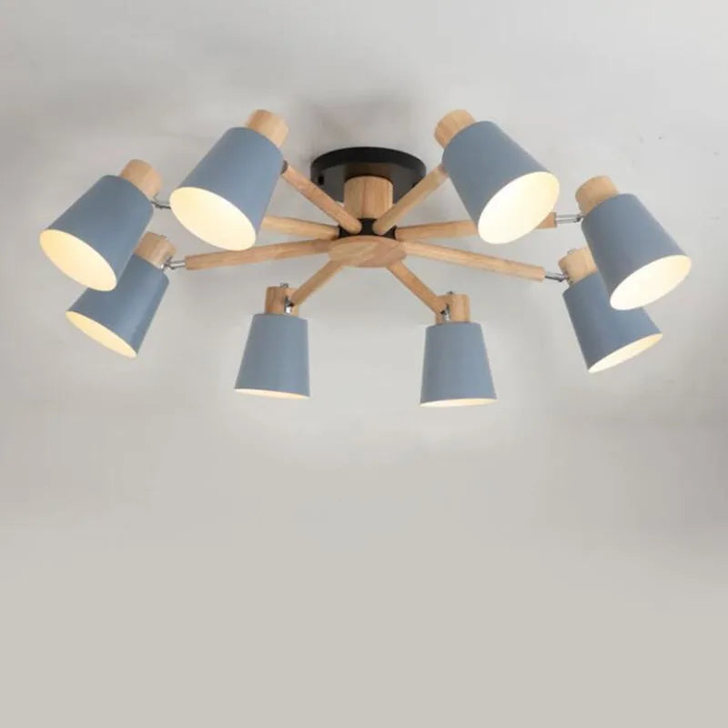 Nordischer Kronleuchter aus Massivholz schlicht und modern - vue 3 sur 18
