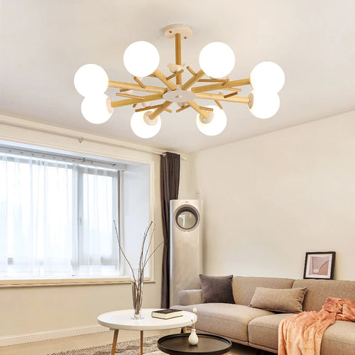 lustre nordique moderne en verre avec éclairage led décor oiseau