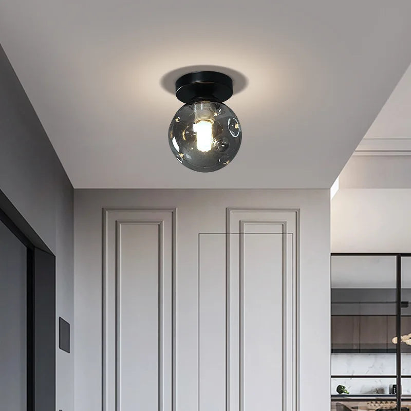 lampe de plafond nordique moderne boule de verre led - vue 5 sur 8