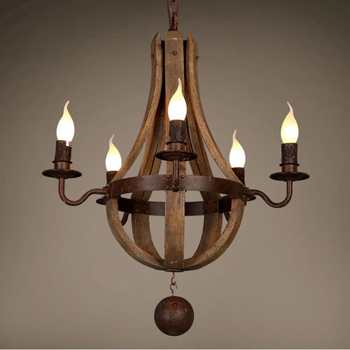 Vintage-Kronleuchter aus Holz im Retro-Stil für die Innendekoration - vue 2 sur 9