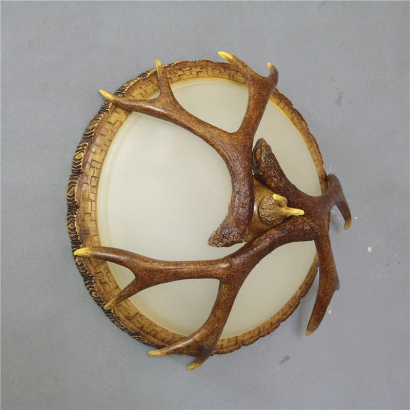 plafonnier rétro en bois et résine style pays américain antique