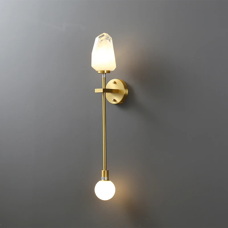 applique murale design en verre et cuivre doré pour intérieur - vue 4 sur 8