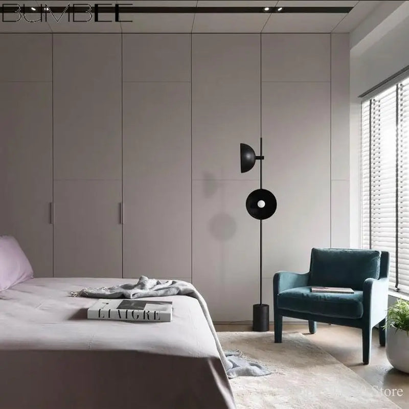 lampadaire led au sol en bois style loft européen