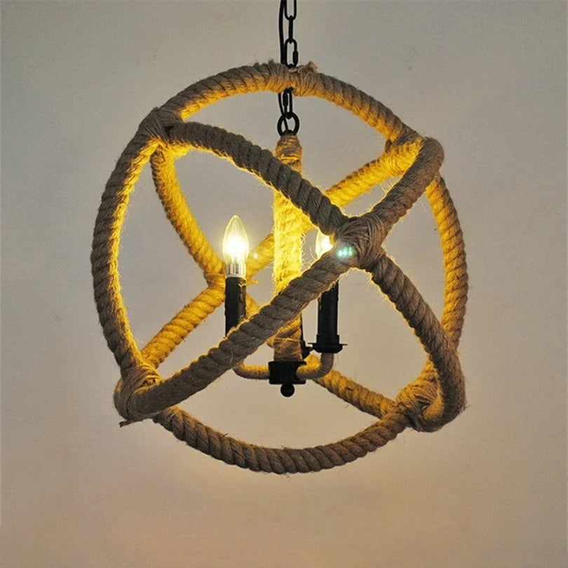 suspension vintage en chanvre pour café restaurant - vue 4 sur 6