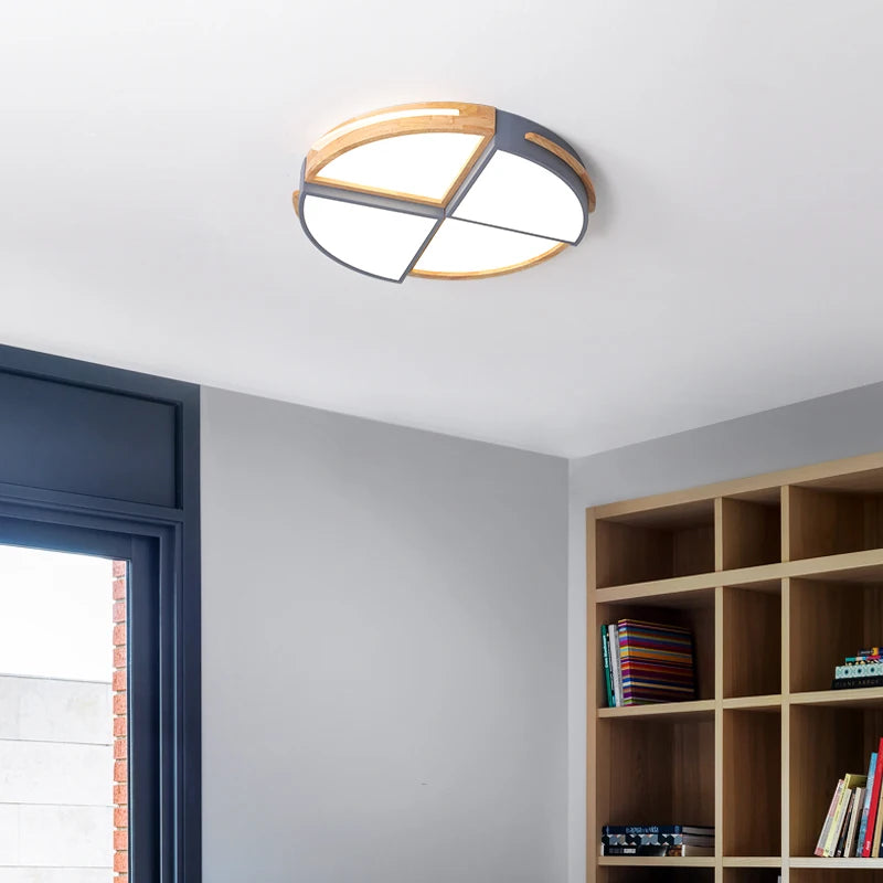 Elegante LED-Deckenleuchte Nordic aus Holz, Aufputzmontage - vue 3 sur 10