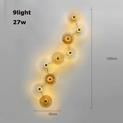 Postmoderne Tischlampe aus Glas und goldenem Eisen Lotus - vue 8 sur 10