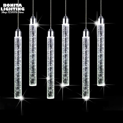 Suspension led moderne minimaliste bulle K9 lampes suspendues en cristal salle à manger cylindre long tube lampes suspendues haut plafond