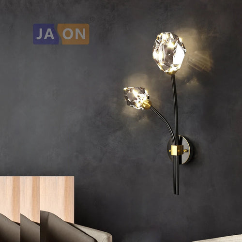Postmoderne LED-Wandleuchte aus Messing und Kristall - vue 5 sur 22