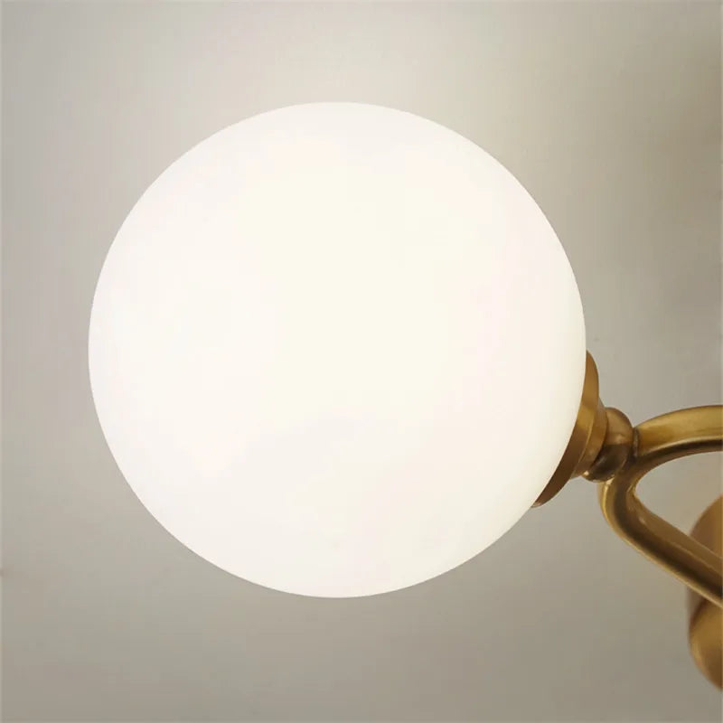 plafonnier moderne en verre doré design nordique élégant intérieur décoratif - vue 7 sur 9