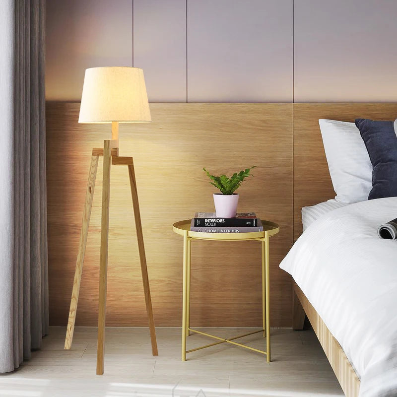 lampadaire nordique en bois design créatif à trois pieds - vue 5 sur 8