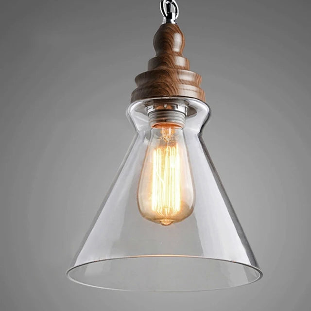 Retro-Pendelleuchte aus Holz mit LED-Beleuchtung für den Innenbereich - vue 9 sur 9