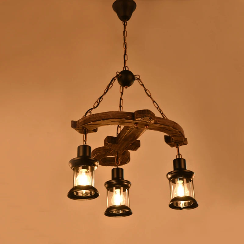 lustre ancre en bois style rétro pour café et restaurant