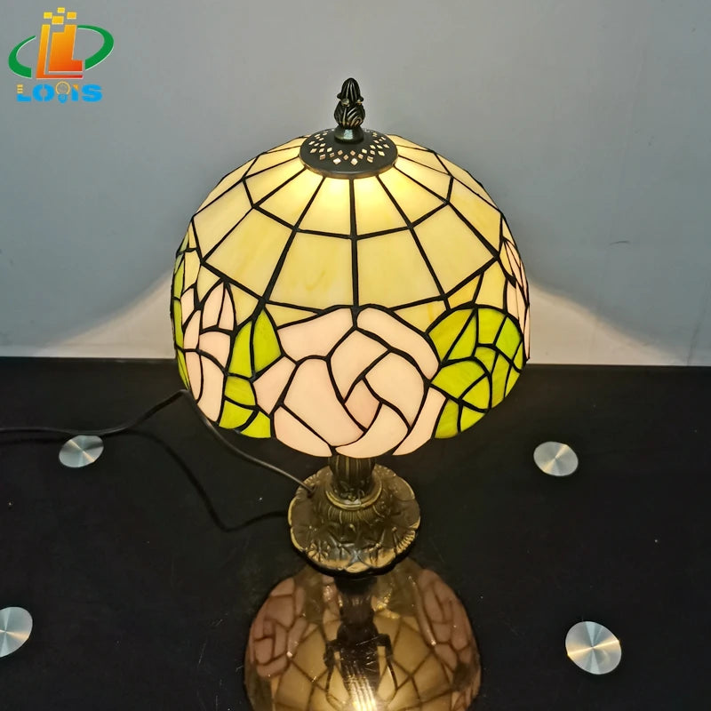 Tischlampe im Tiffany-Stil in Rosenform für Ihre Inneneinrichtung - vue 4 sur 6