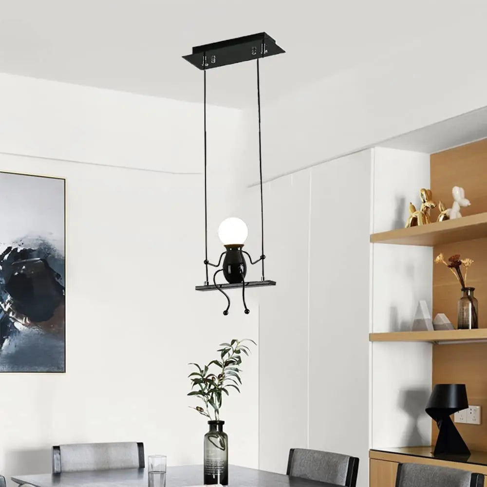 Créatif petit homme lustre dessin animé poupée lustre balançoire suspension Led plafonnier maison salon décoration E27 - vue 11 sur 13