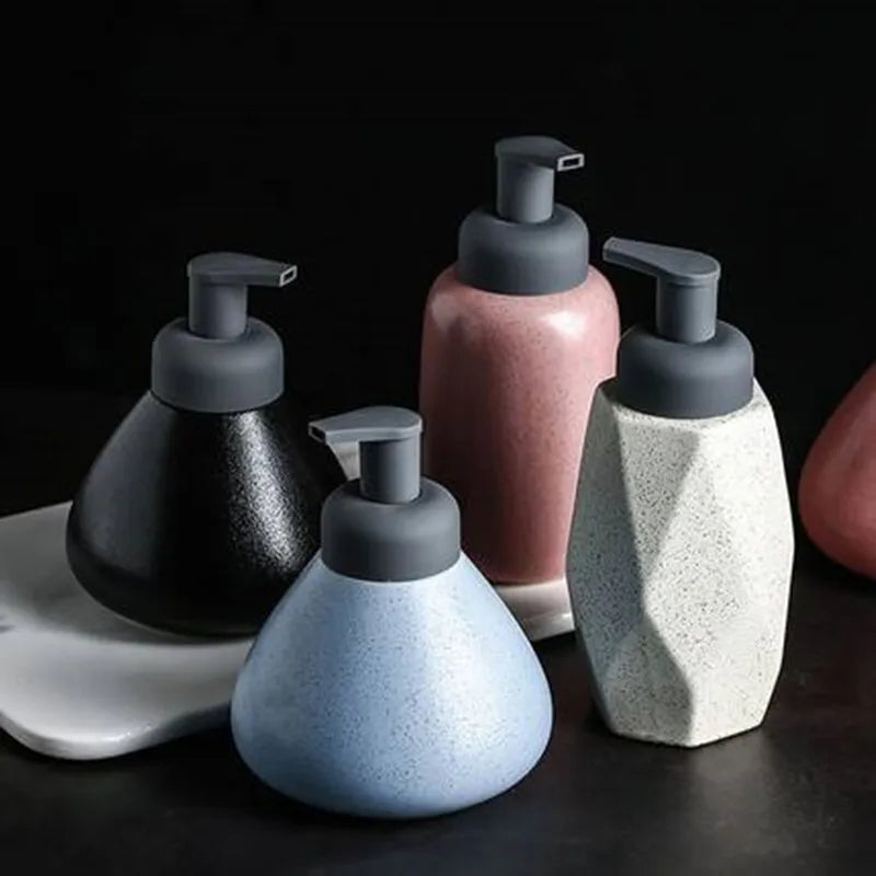 distributeur de savon en céramique mousse pressante pour salle de bain - vue 11 sur 18