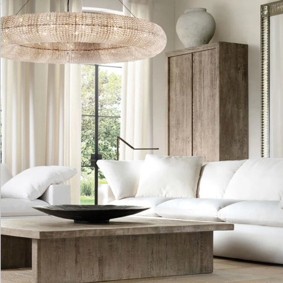 lustre design moderne à led avec anneau en cristal - vue 4 sur 6