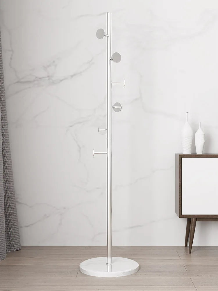 Stainless Steel Simple Modern Coat Rack, Nordic Light Luxury Hanger, Floor-Standing Bedroom Marble Hanger