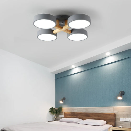 LED-Deckenleuchte modernes Design aus Acryl und Holz Molekularform - vue 5 sur 11