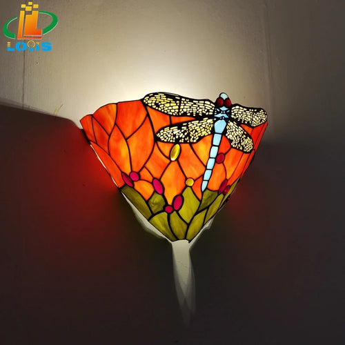 Wandleuchte aus Glas im Libellenmotiv im Tiffany-Stil für stilvolle Inneneinrichtung - vue 7 sur 8