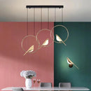 Moderne LED-Pendelleuchte Vogel Fantasie vergoldet höhenverstellbar
