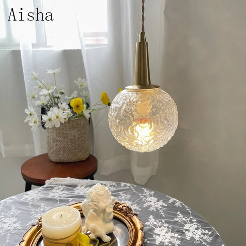 Pendelleuchte aus goldenem Glas mit elegantem Kupferdesign