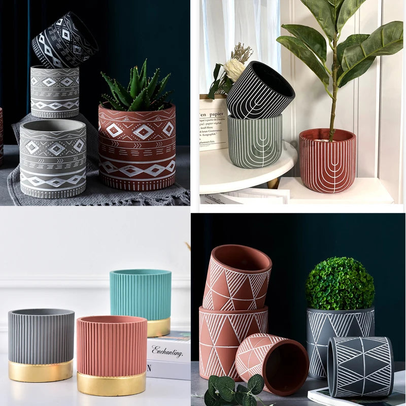 moule en silicone pour pot de fleurs en béton fait maison