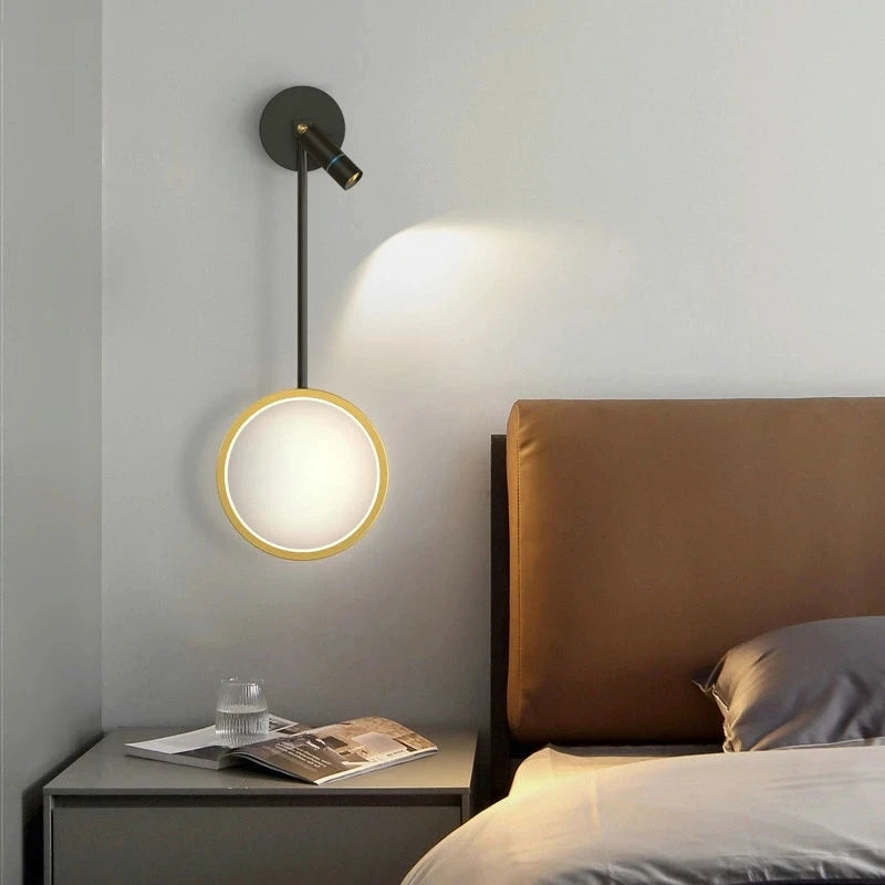 applique murale led moderne créative avec anneau et projecteur décoratif - vue 3 sur 9