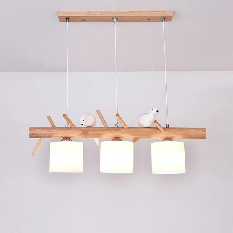 Nordique En Bois Massif PENDENTIF LED Lumière Salle à manger Plafond Lustre Chambre Salon Cuisine Éclairage Intérieur Luminaire - vue 4 sur 8