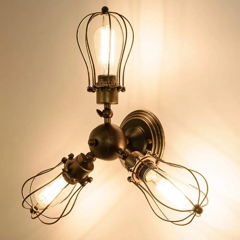 plafonnier vintage loft en fer cage métal lumière led nordique