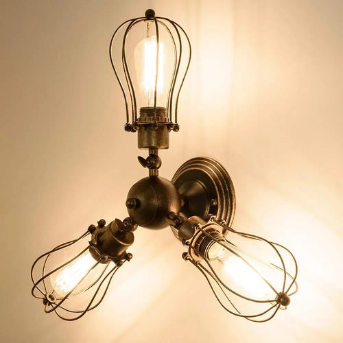 plafonnier vintage loft en fer cage métal lumière led nordique