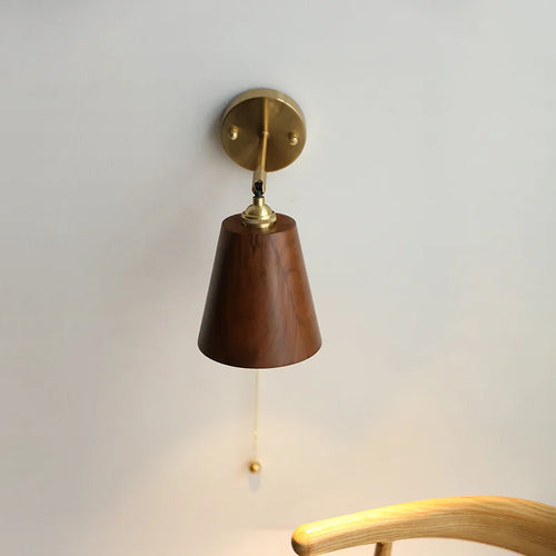 applique murale nordique moderne iwhd en bois à led avec chaîne à tirer