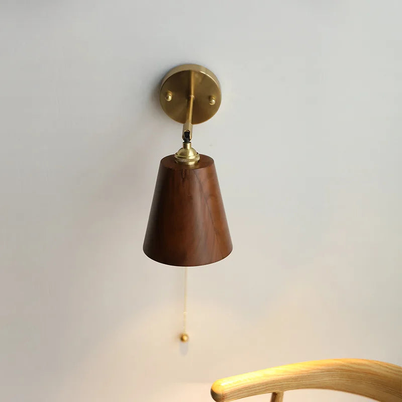 applique murale nordique moderne iwhd en bois à led avec chaîne à tirer - vue 7 sur 18