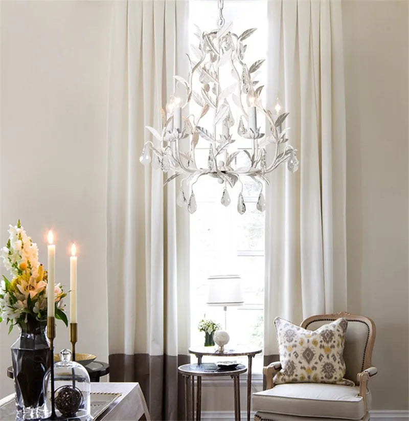 lustre vintage en fer forgé et cristal pour un éclairage rétro - vue 4 sur 8