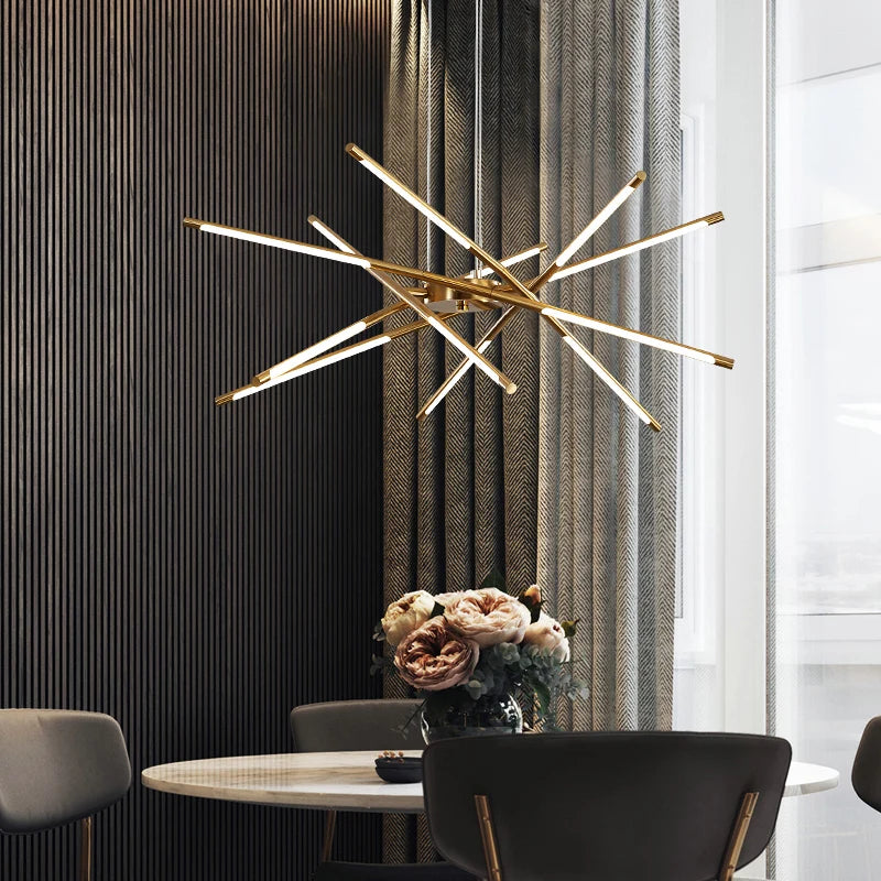 Light luxury style Nordic restaurant chandelier, simple modern atmosphere creative living room bedroom lighting net red led lamp - vue 4 sur 14