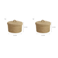 Cosmetics Storage Box, Jute Woven Basket, Tabletop Key, Remote Control Container, Snack Case with Cover Organizer, ECO Friendly