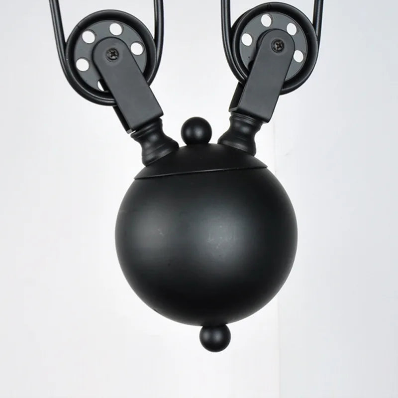 suspension industrielle vintage à 3 têtes avec poulie en fer - vue 5 sur 8