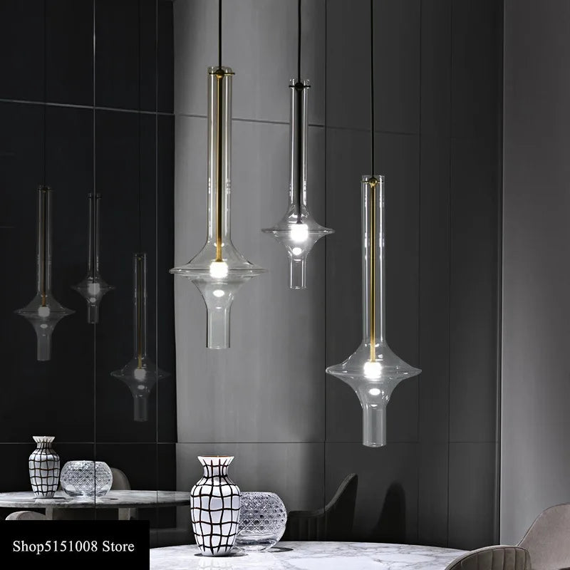 lampes suspendues post-modernes nordiques en verre de luxe - vue 3 sur 12