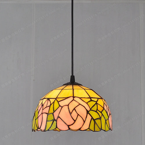Tiffany-Kronleuchter aus Buntglas für dekorative, antike Beleuchtung - vue 12 sur 19