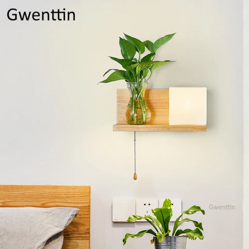 Moderne LED-Wandleuchte aus Holz und Glas zum Selbstmontieren - vue 6 sur 14