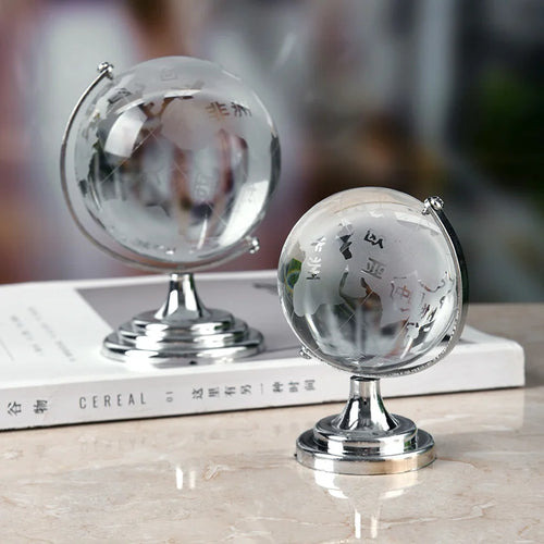 globe en cristal terrestre avec support rotatif décoration géographique - vue 3 sur 7