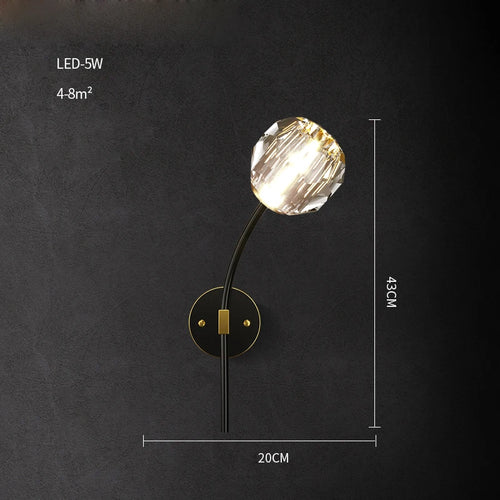 Postmoderne LED-Wandleuchte aus Messing und Kristall - vue 23 sur 22